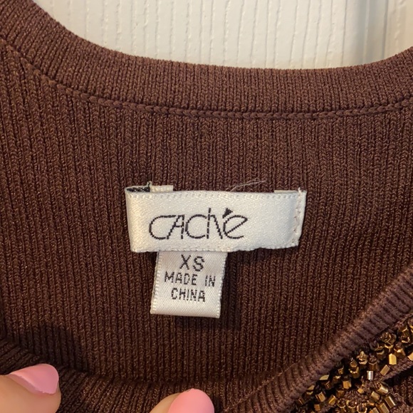 Cache Brown Stretchy Embellished Tank Top Size XS - Picture 4 of 10